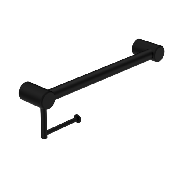 Nero NRCR3218AMB Mecca Care 32mm Grab Rail with Toilet Roll Holder - Matte Black