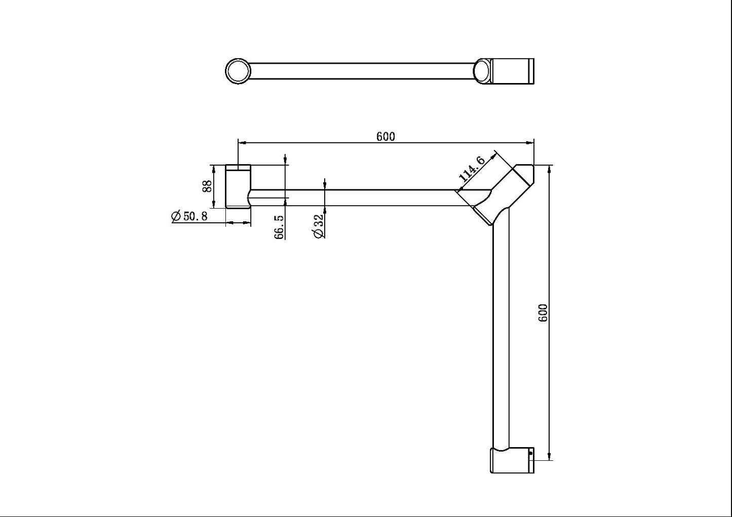 Nero NRCR3290WMB Mecca Care 32mm Wrap Around Corner Grab Rail - Matte Black