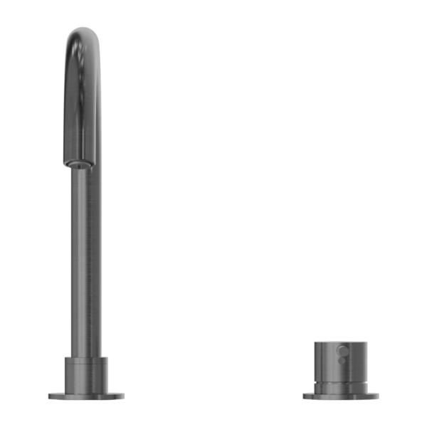Nero NR221901bGM Mecca Hob Basin Mixer with Round Swivel Spout - Gunmetal Grey