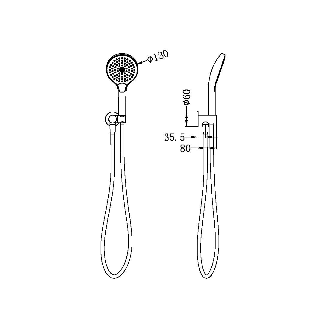 Nero NR221905FBN Mecca Shower Bracket with Air Shower II - Brushed Nickel