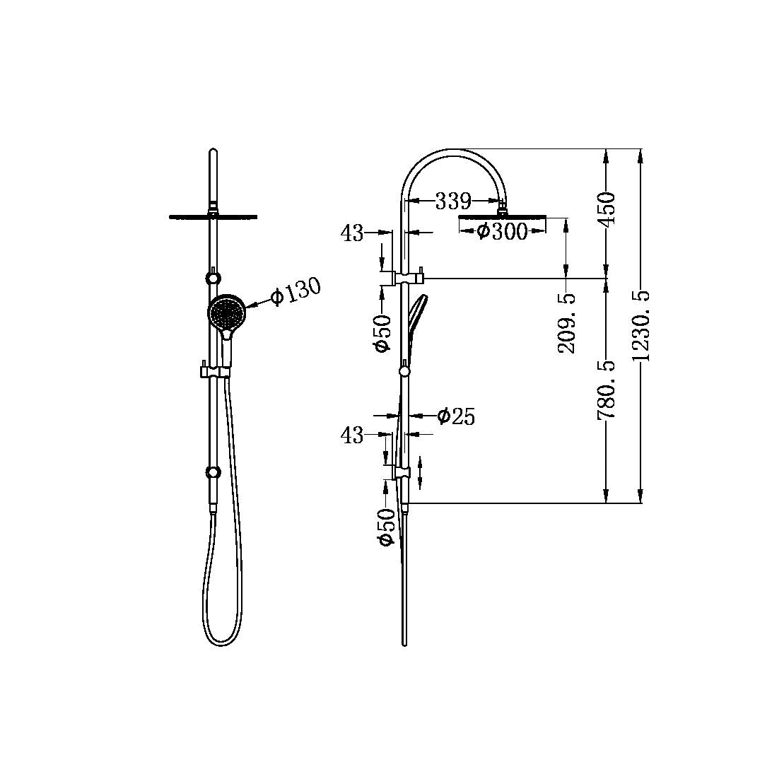 Nero NR221905HBZ Mecca Twin Shower with Air Shower II - Brushed Bronze