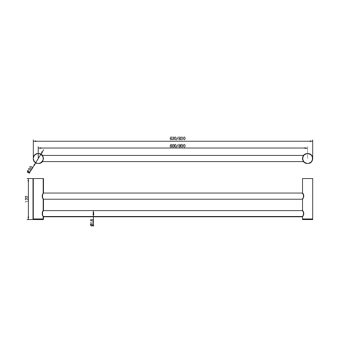 Nero ZEN SS316L Double Towel Rail - Brushed Bronze