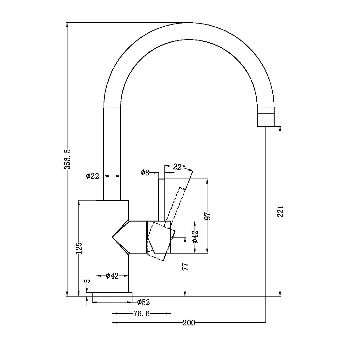Nero NR162207GR ZEN SS316L Kitchen Mixer - Graphite