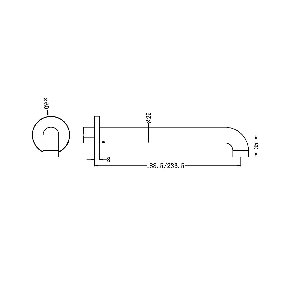 Nero ZEN SS316L Round Basin/Bath Spout - Graphite