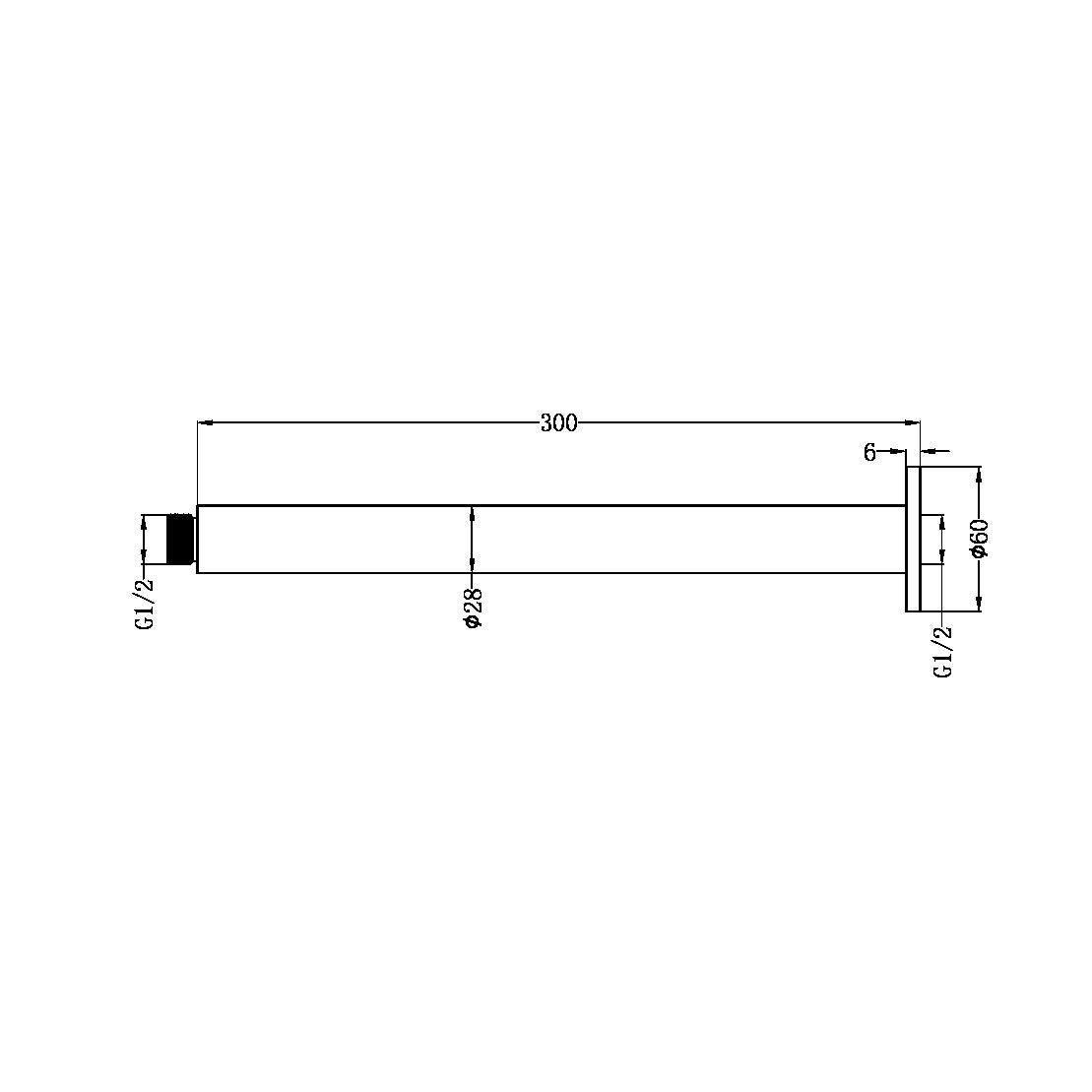 Nero NR510BG ZEN SS316L Round Ceiling Arm - Brushed Gold