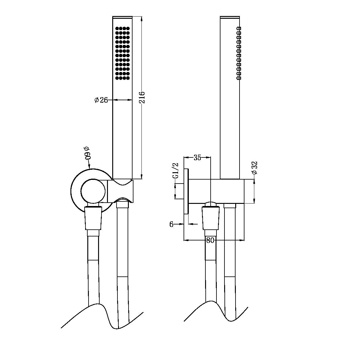 Nero ZEN SS316L Outdoor Shower on  Bracket - Brushed Nickel