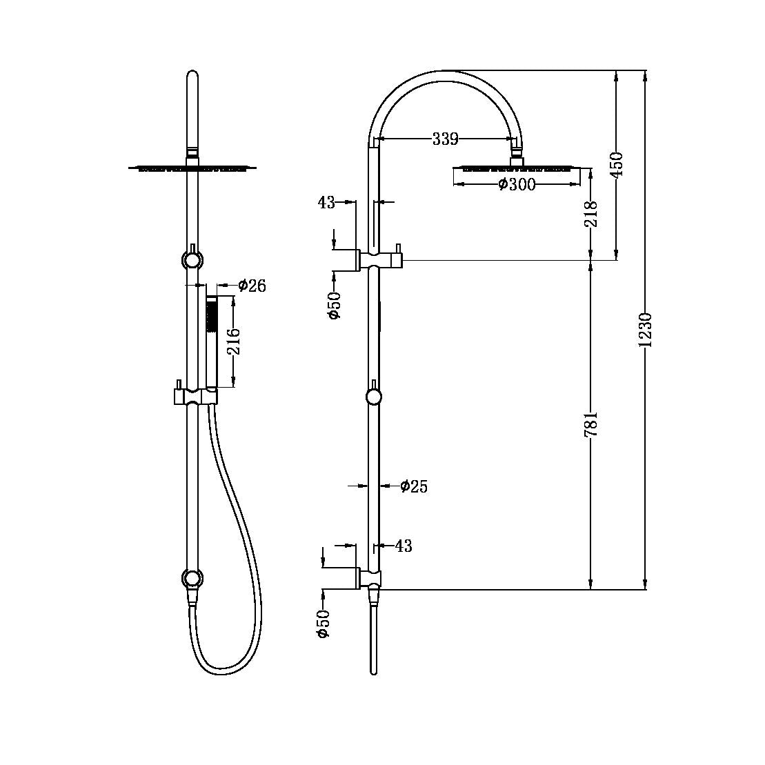 Nero ZEN SS316L Twin Outdoor Shower - Brushed Nickel