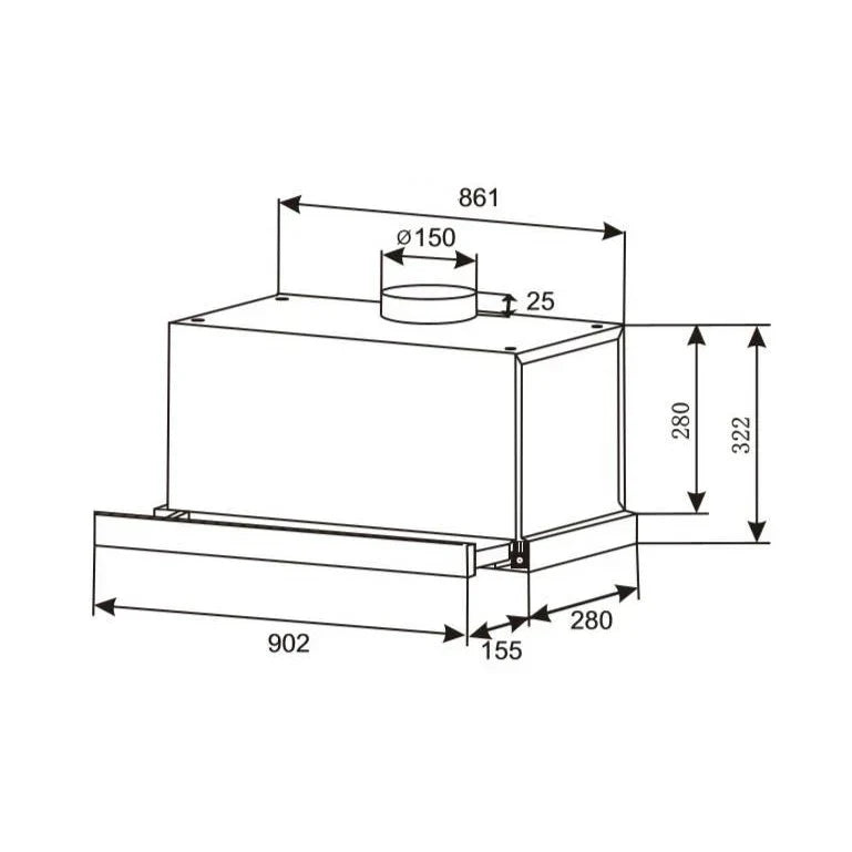 Kleenmaid RHSOG91 90cm Concealed Slide Out Rangehood
