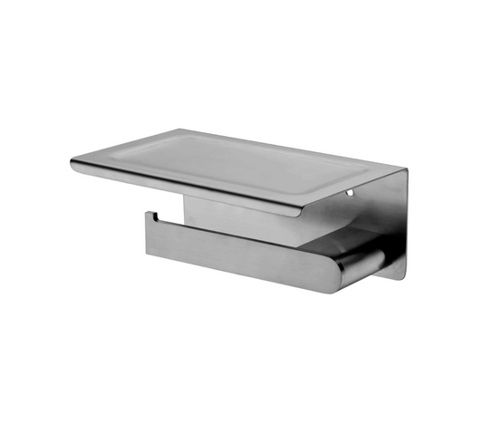 Nero NR9086AGM Bianca Toilet Roll Holder with Shelf - Gunmetal Grey