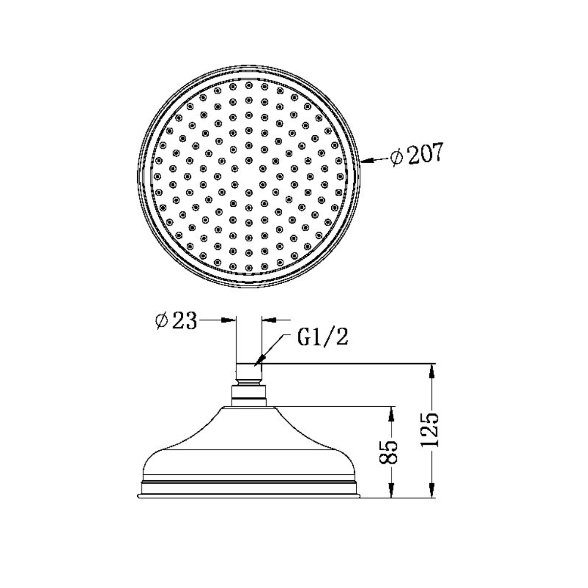Nero NR508094AB York 200mm Shower Head - Aged Brass