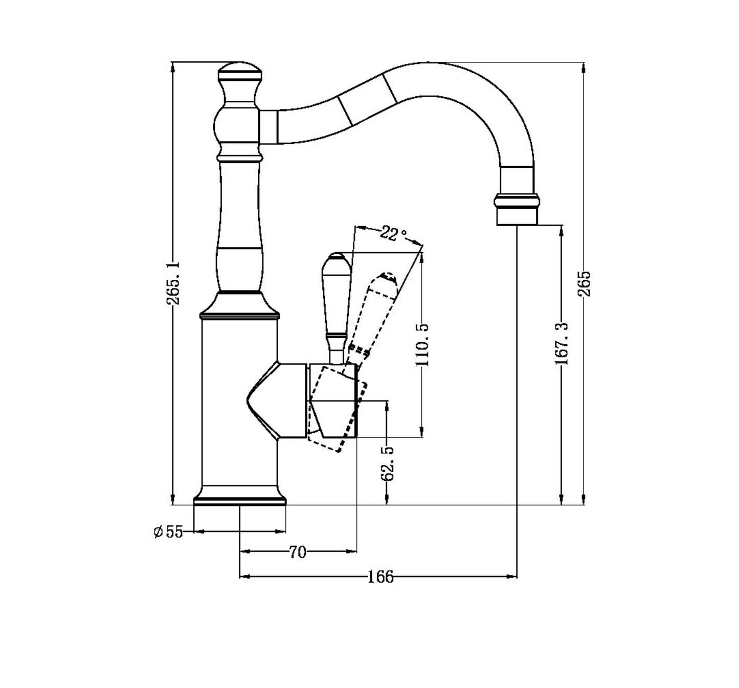 Nero York Basin Mixer Hook Spout - Aged Brass