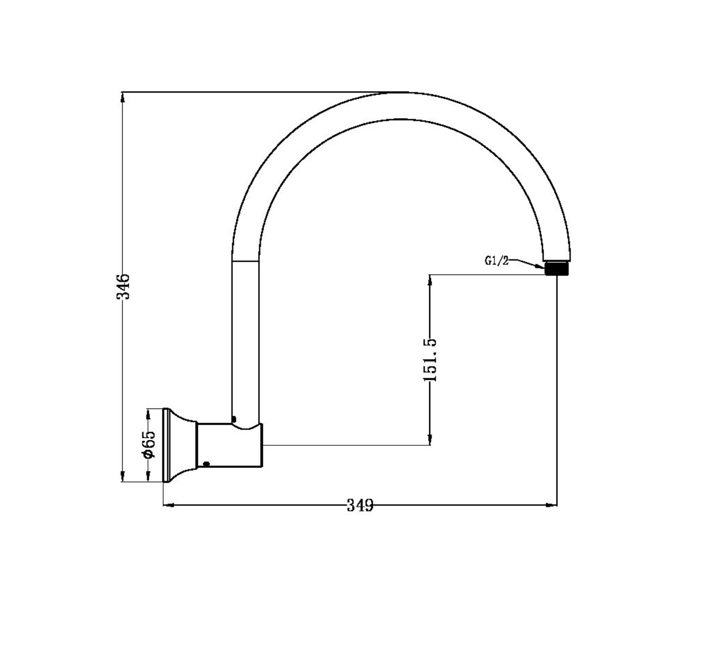 Nero NR508CH York Shower Arm - Chrome