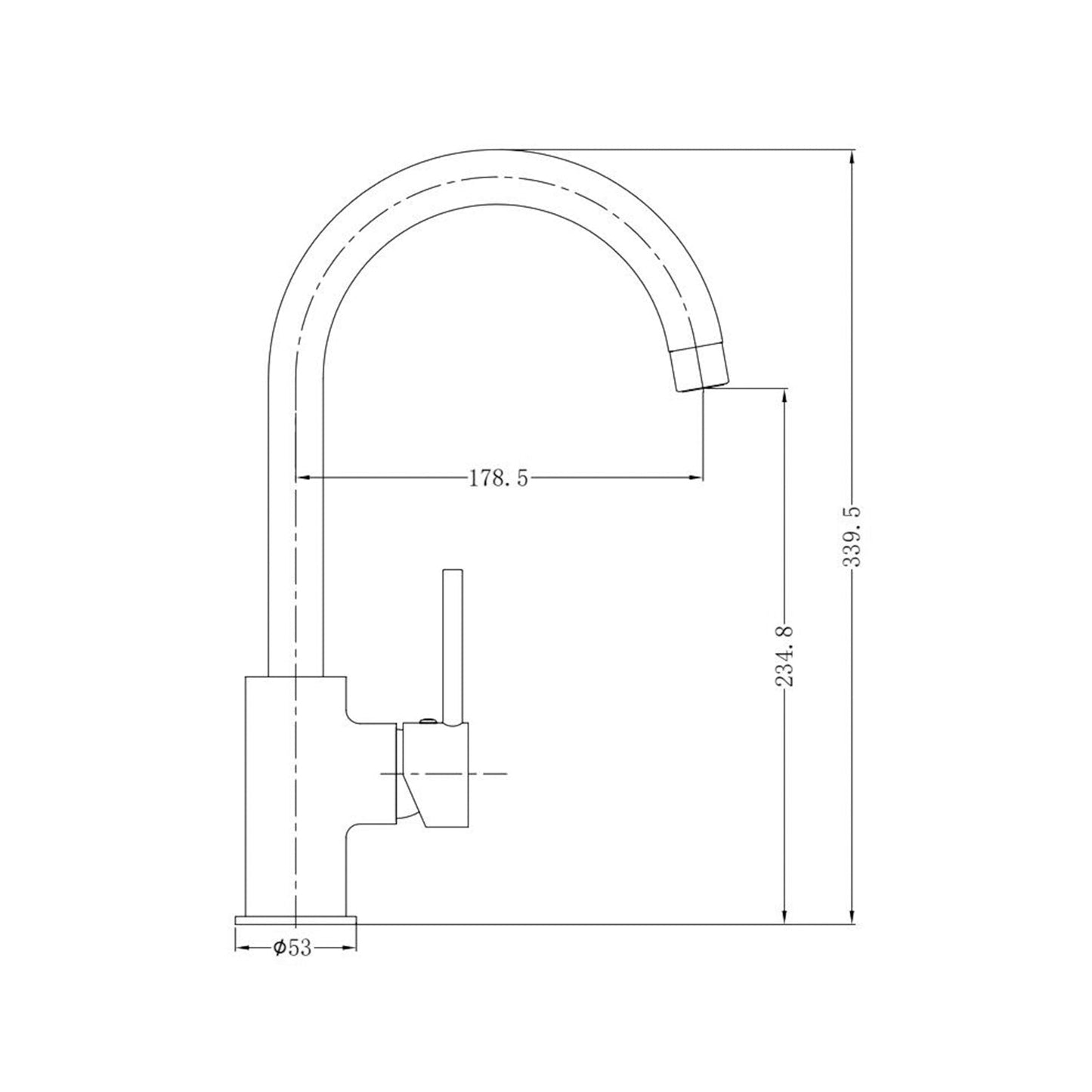 Nero NR250807BN Dolce Gooseneck Kitchen Mixer - Brushed Nickel