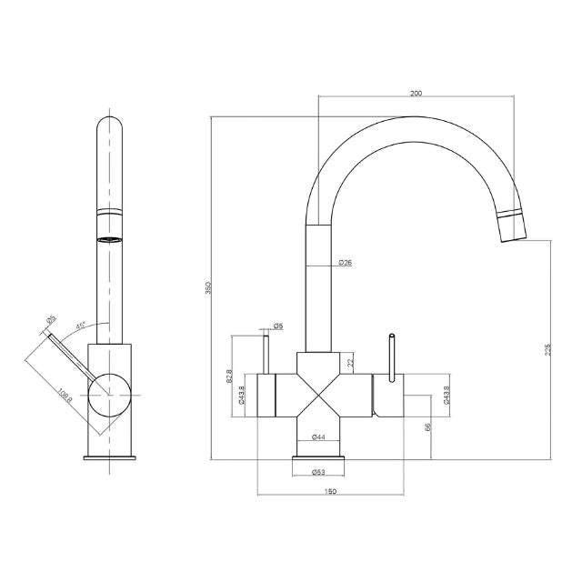 Nero Mecca 3 Way Filtered Mixer Tap Brushed Bronze, NR221907EBZ