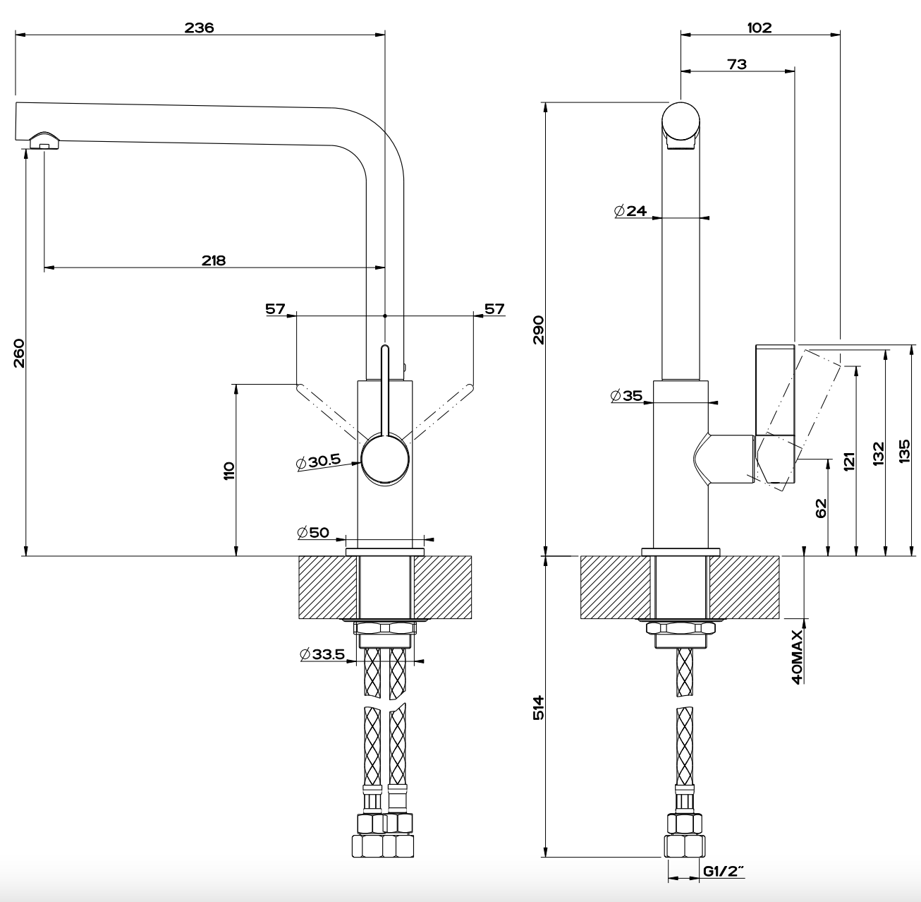 Gessi 17051 Emporio Kitchen Mixer Tap