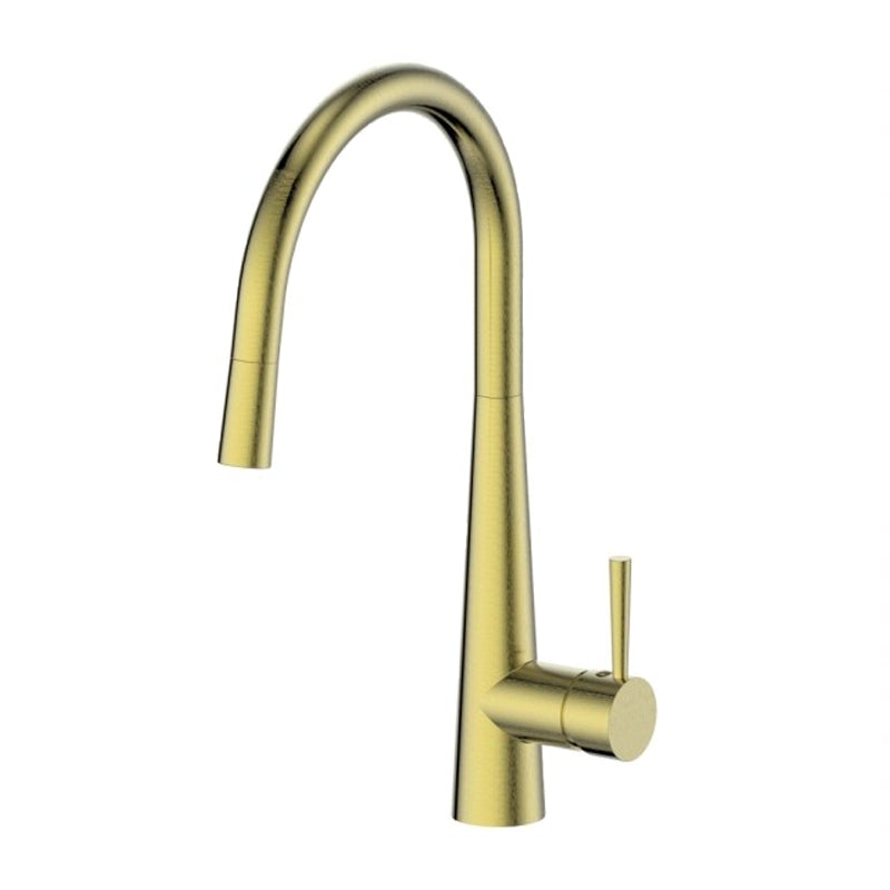 Greens Galiano 17520361 Gooseneck Pull Down Sink Mixer - Brushed Brass