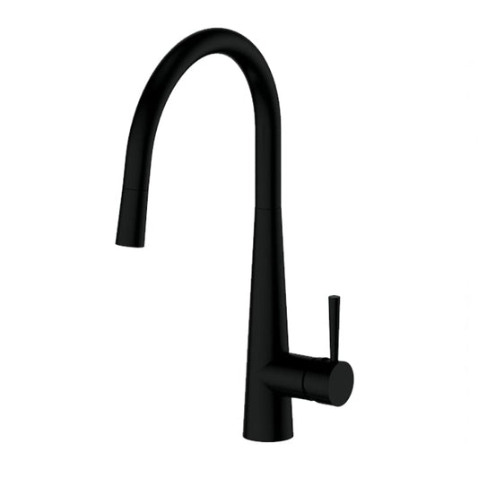 Greens Galiano 17520371 Gooseneck Pull Down Sink Mixer with Spray - Matte Black