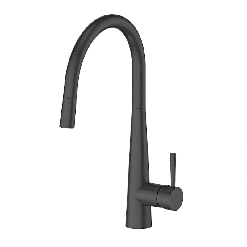 Greens Galiano 17520391 Gooseneck Pull Down Sink Mixer with Spray - Gun Metal