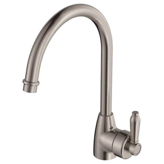 Fienza Eleanor 202109NN Brushed Nickel Gooseneck Mixer with Brushed Nickel Handle