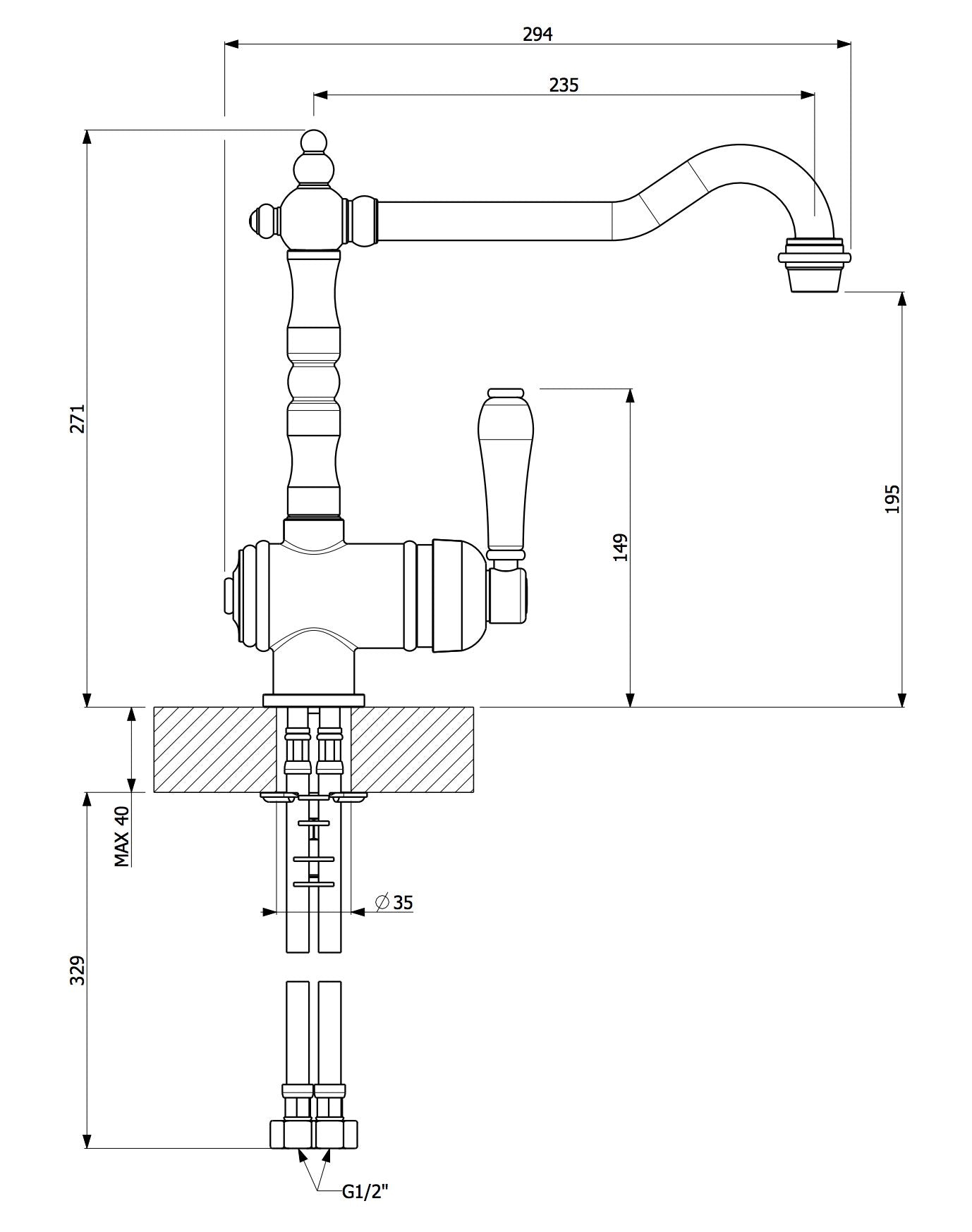 Armando Vicario 2050C Provincial Kitchen Mixer Tap