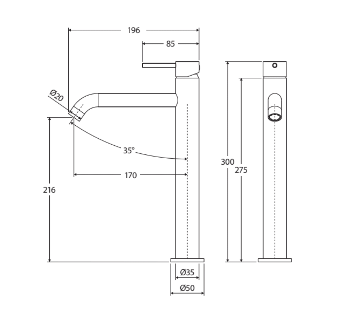 Fienza Kaya 228107GM Gun Metal Tall Basin Mixer