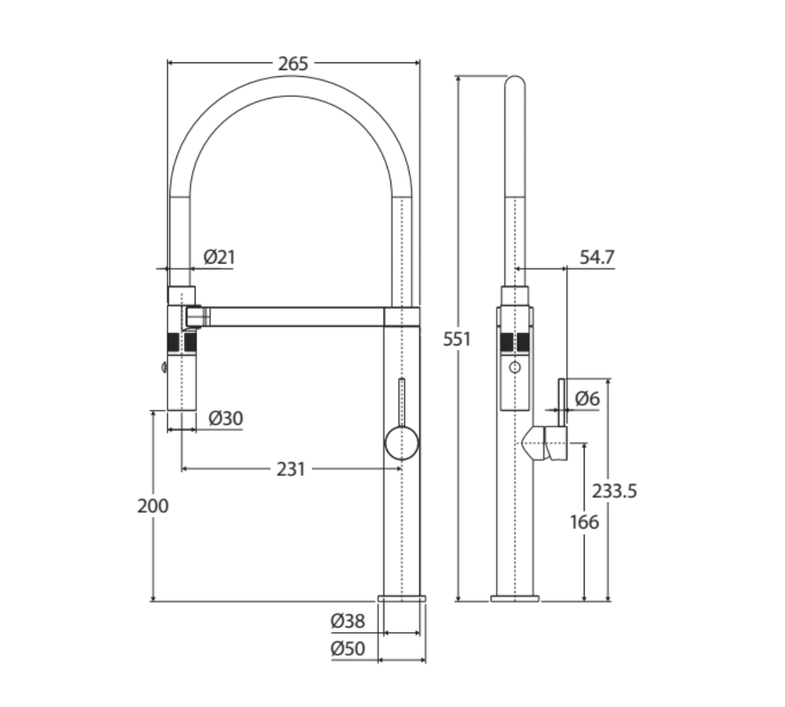 Fienza Kaya 228109UB Urban Brass Pull Down Mixer Tap