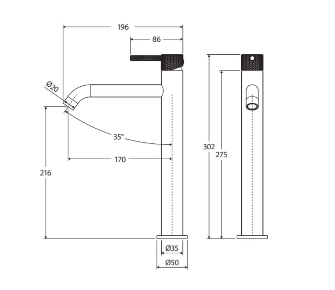 Fienza Axle 231107GM Gun Metal Tall Basin Mixer