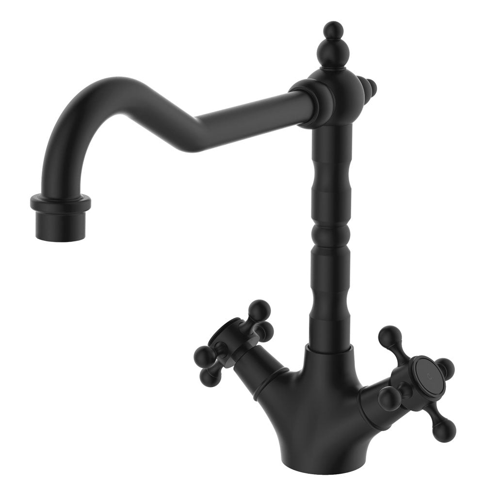 Fienza Lillian 336106BK Shepherds Crook Matte Black Sink Mixer