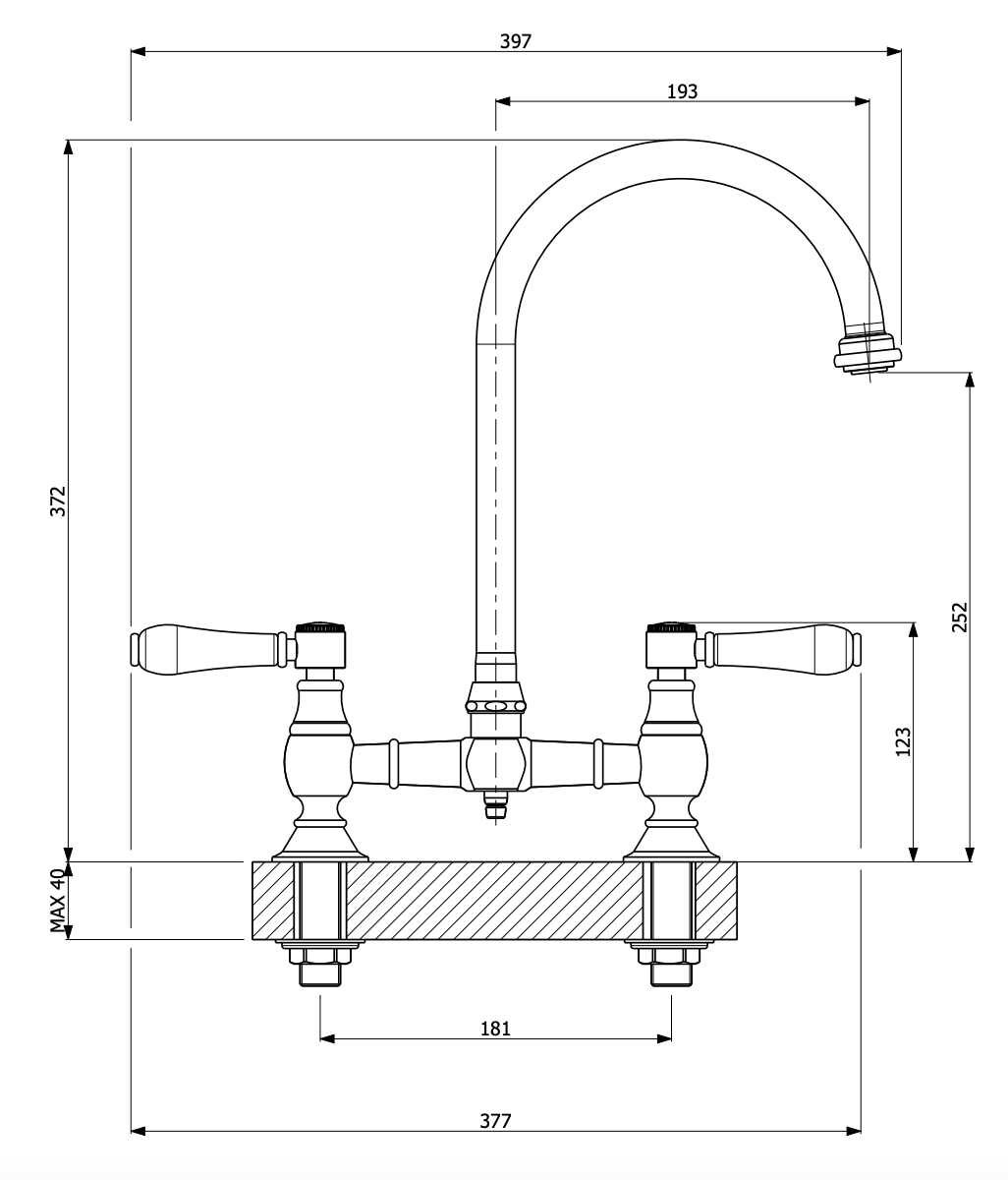 Armando Vicario 400160 Provincial Exposed Breach Kitchen Mixer Tap