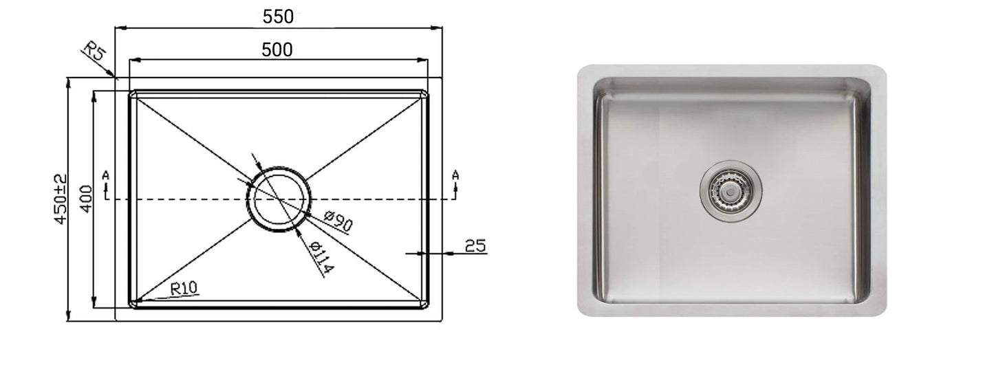 Kubik ARTSTEEL K5545r15 Kitchen Sink