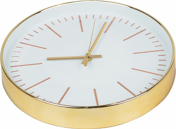 Modern Wall Clock Silent Non-Ticking Quartz Battery Operated Round Gold