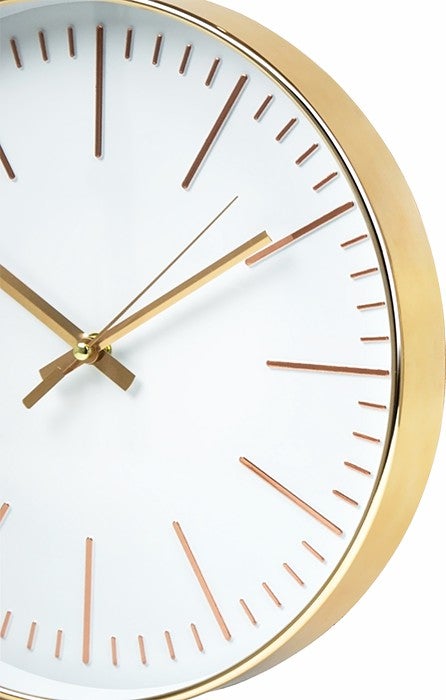 Modern Wall Clock Silent Non-Ticking Quartz Battery Operated Round Gold