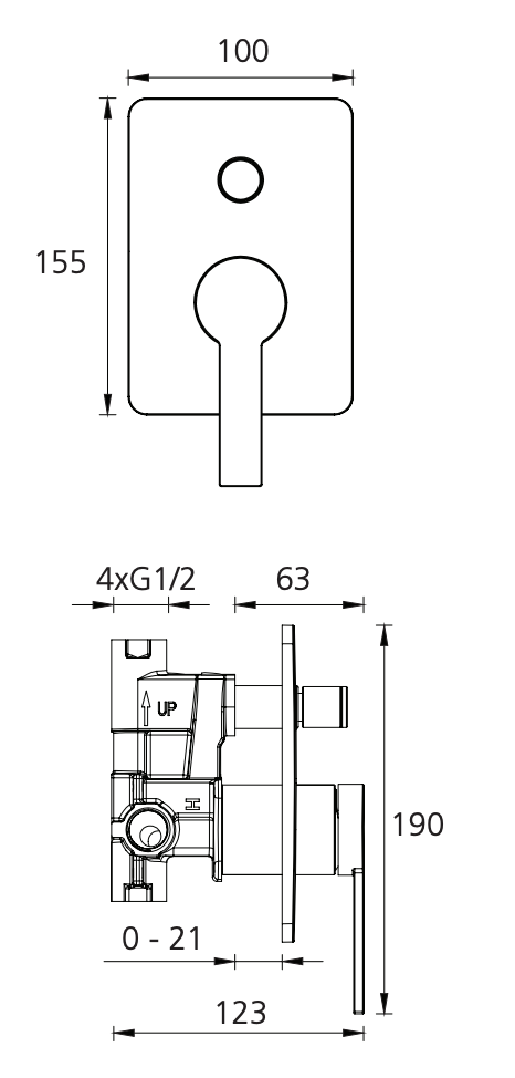 Oliveri BA121500CR Barcelona Chrome Wall Mixer With Diverter