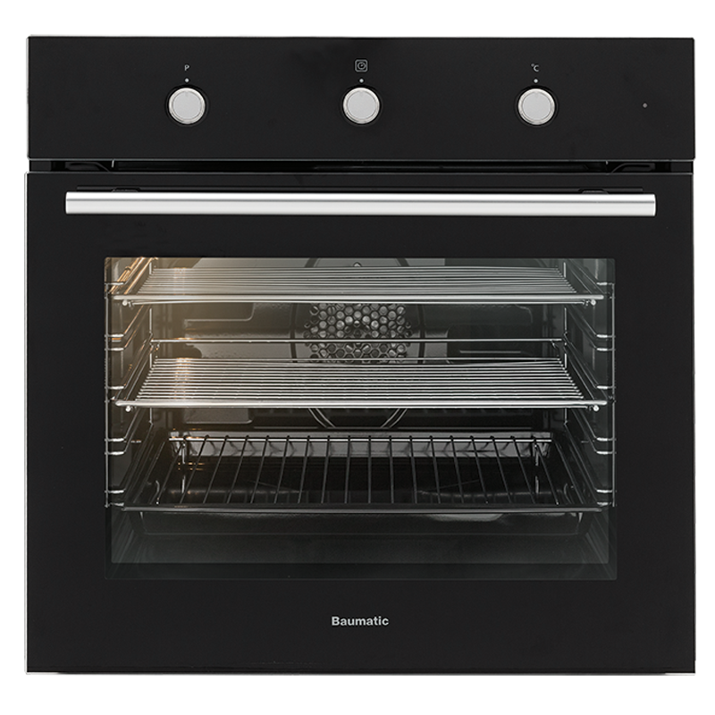 Baumatic BO5M Black Glass Electric Oven - 10amp Plug Connection