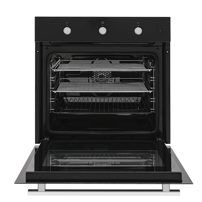 Baumatic BO5M Black Glass Electric Oven - 10amp Plug Connection