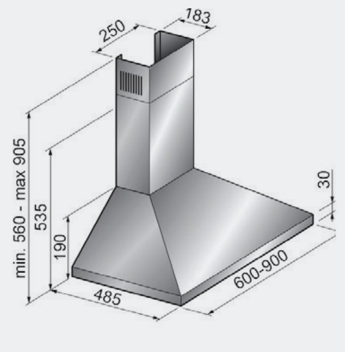 Blanco BRCE90X 90cm Italian Made Canopy Rangehood - Online Only