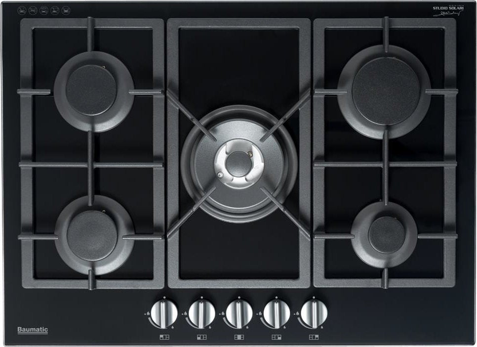 Baumatic Studio Solari BSGH75 5 Burner Gas on Glass Cooktop