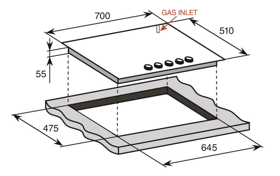 Baumatic Studio Solari BSGH75 5 Burner Gas on Glass Cooktop