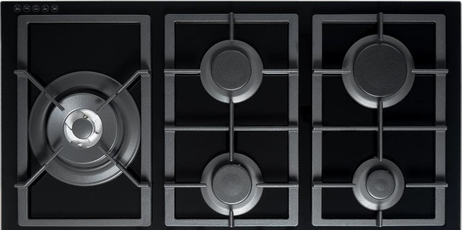 Baumatic BSGH95 Italian Made 5 Burner Gas on Glass Cooktop