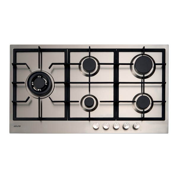 Euro Appliances E90CTWX 90cm 5 Burner Stainless Steel Gas Cooktop - Ex Display