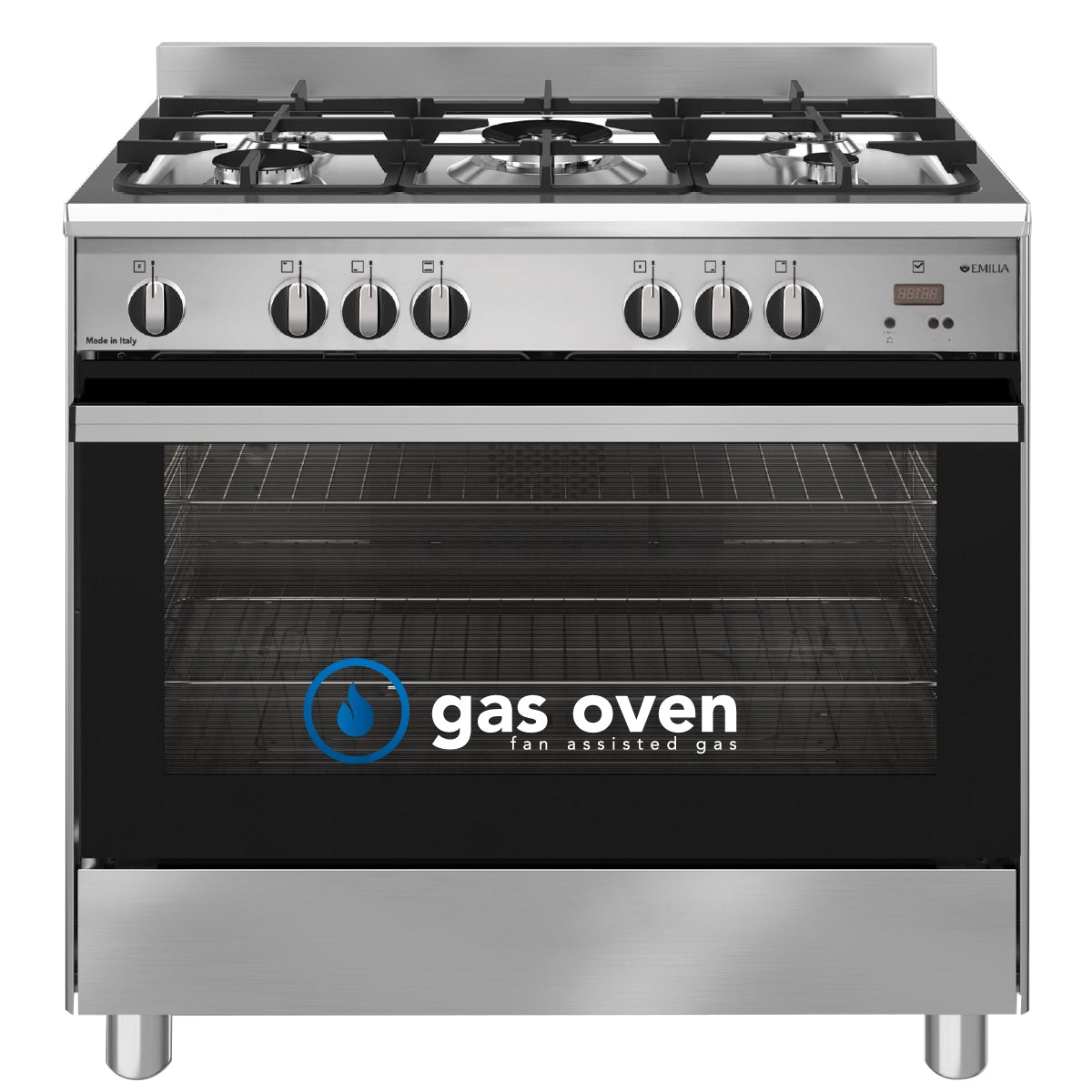 Emilia EM965GG 90cm Stainless Steel Italian Made Gas Stove