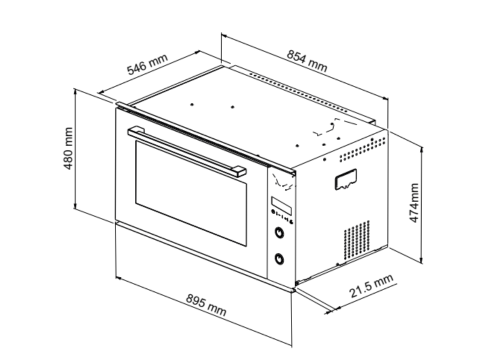 Euro Appliances EO900LSX 90cm Black Glass Electric Multi-Function Oven