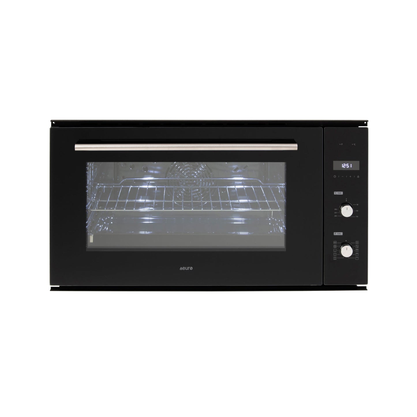 Euro Appliances EO900LSX 90cm Black Glass Electric Multi-Function Oven