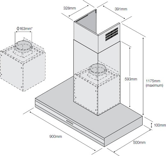 Electrolux ERCE9020AS/A 90cm Stainless Steel Canopy Hood - Electrolux Seconds Stock