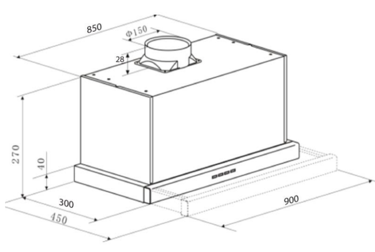 Euro Appliances ERH900HSL 90cm Slideout Rangehood