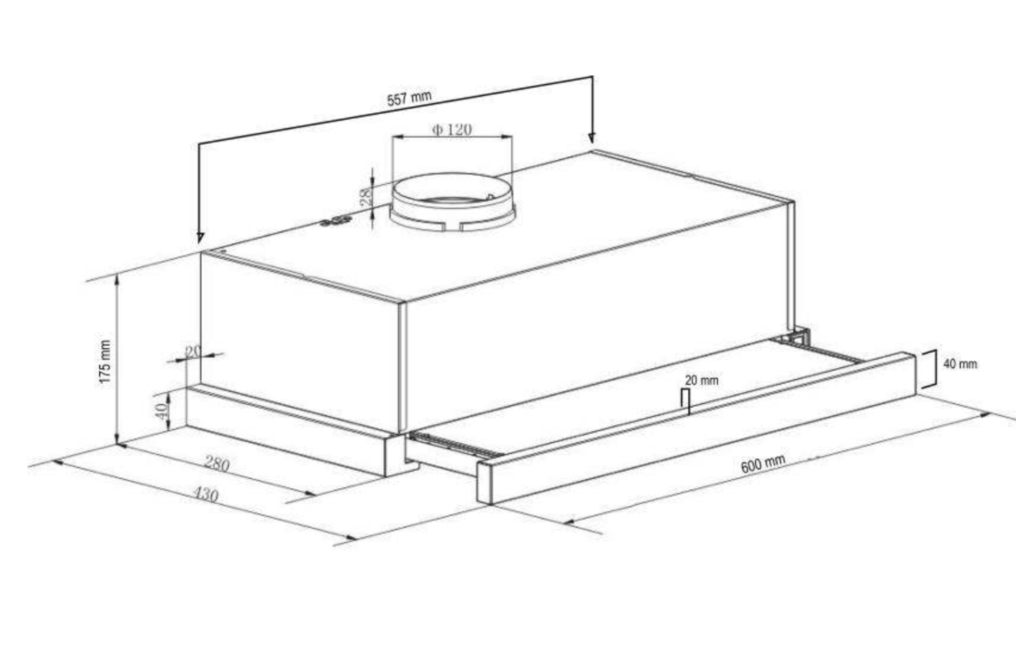 Euro Appliances ES602SS 60cm Slide Out Rangehood