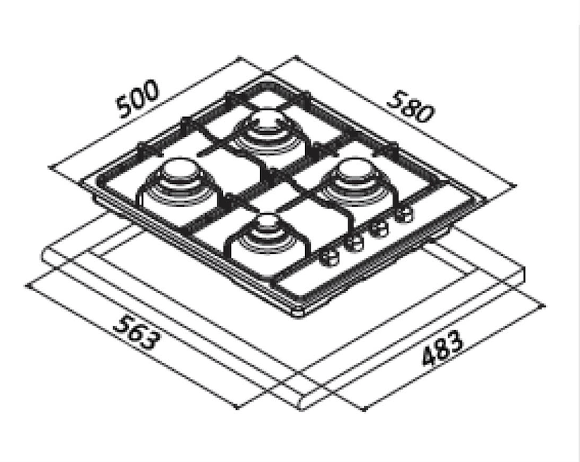 Euro Appliances EV3WGCTS Stainless Steel Gas Cooktop