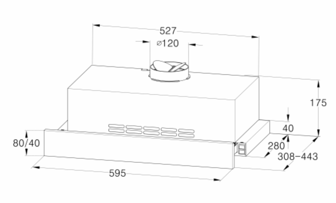 Euro Appliances EVR60FVSS2 60cm Recirculating Slideout Rangehood