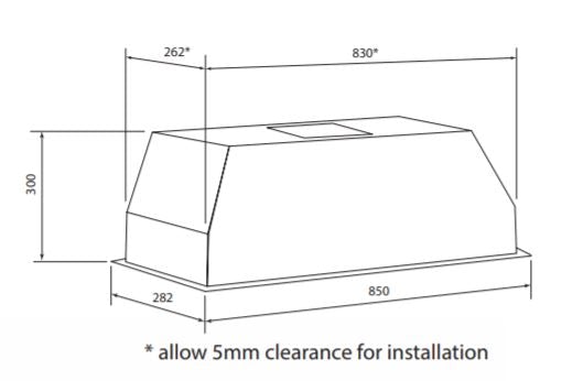 QUIETAIR GQA85UC 85cm Remote Fan Motor Undermount Rangehood