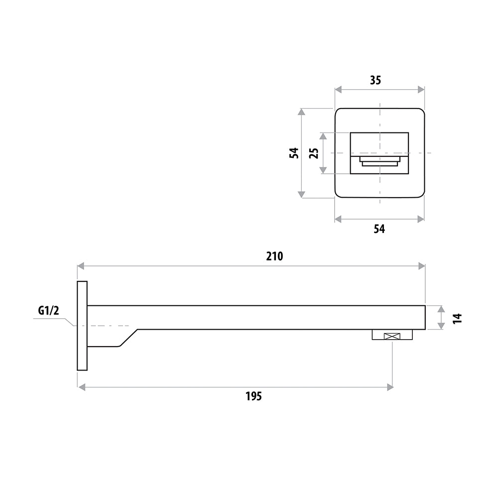 The GABE 200mm Bath Spout Gun Metal T708-1GM